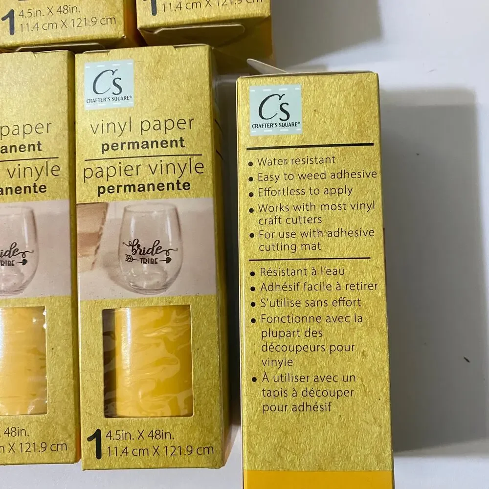 15 Yellow Glossy Crafter's Square Vinyl Paper Permanent 4.5in x 48in New